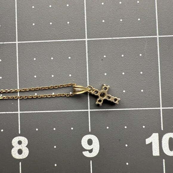 Sterling Silver Vermeil Cross Pendant Necklace With Cubic Zirconia Stones 925 It - Picture 6 of 6